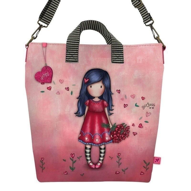 Gorjuss - sparkle & bloom tote bag with shoulder strap - love grows