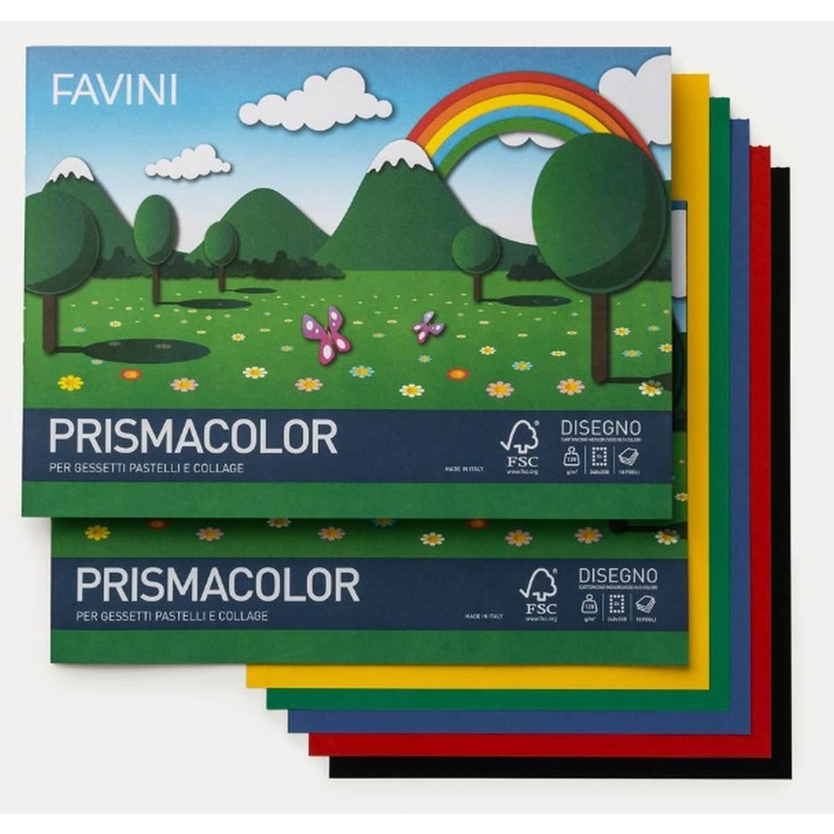 Favini - album cartoncino monoruvido prisma color - a4 - 10 fg - 128 gr