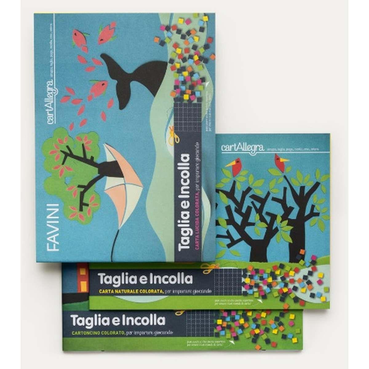 Favini cartallegra taglia e incolla - lucida colorata - 10 fg - 80 gr - 24 x 33 cm