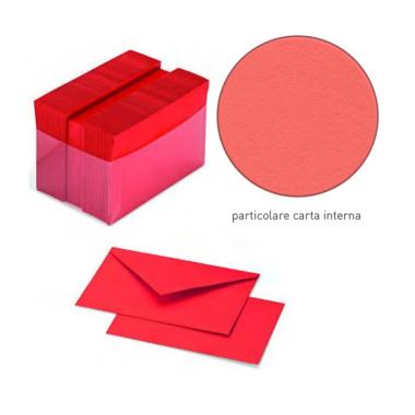 Favini - scatolo da 100 buste 90gr + cartoncini 200 gr - formato 7,2 x 11 b1 - colore rosso scarlatto