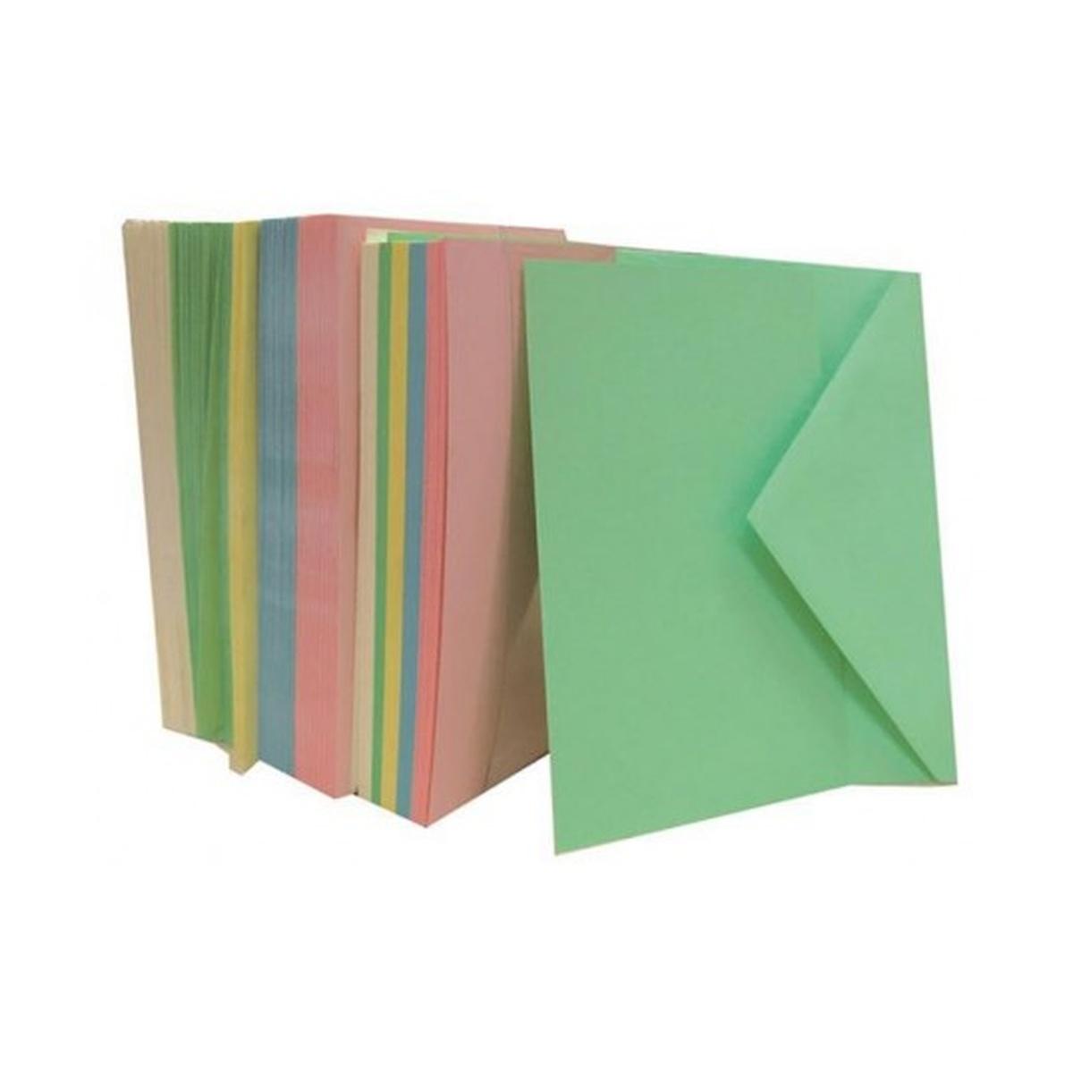 Favini - scatolo da 100 buste 90gr + cartoncini 200 gr - formato 9 x 14 c9 - colore assortito tenue