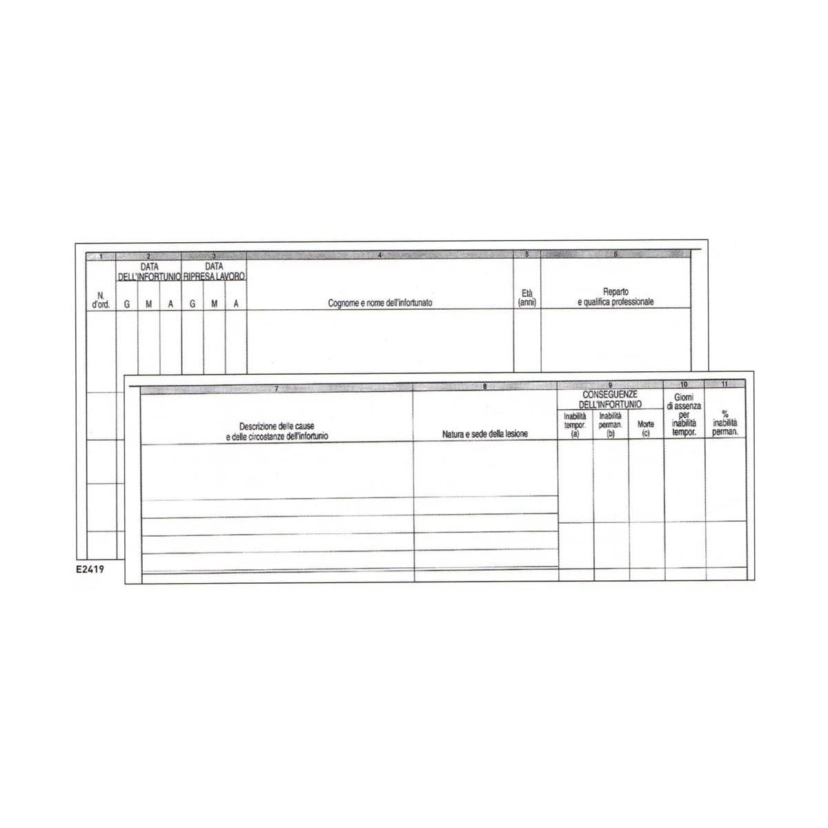 Edipro - registro libro infortuni 7 pagine numerate