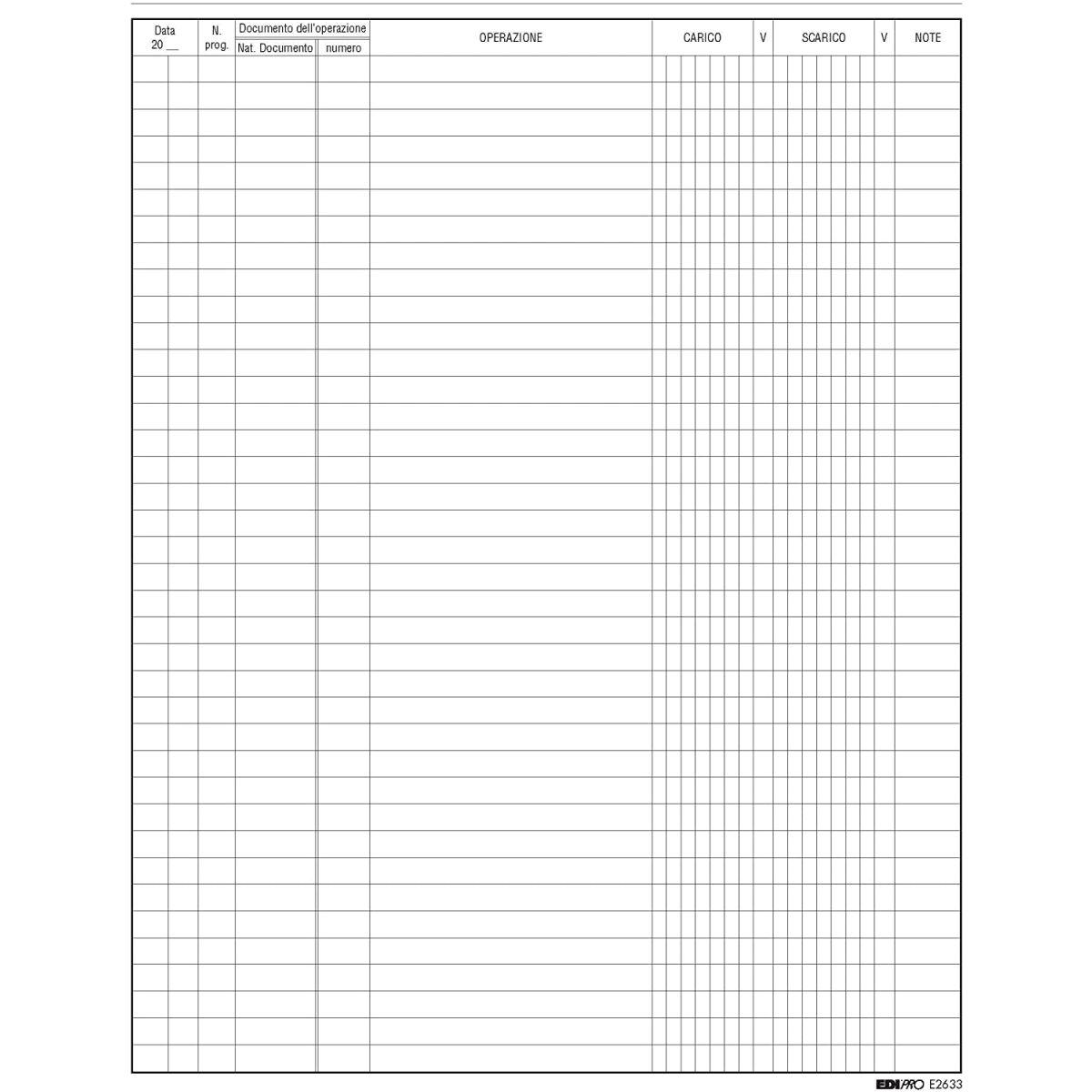Edipro - registro carico/scarico delle merci 96 pagine - formato 31 x 24,5 cm