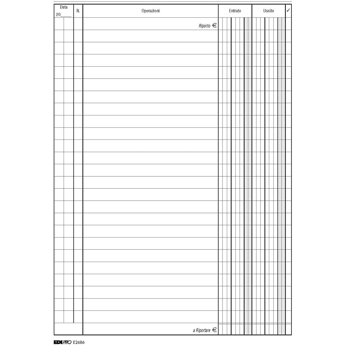 Edipro - registro cassa entrate/uscite 96 pagine - 24 x 17 cm