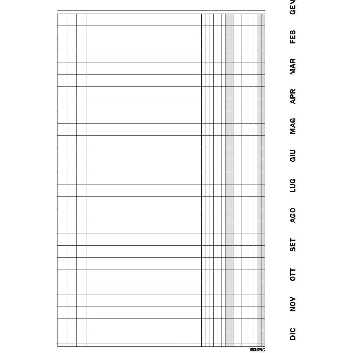 Edipro - scadenzario gennaio-dicembre con spirale e indici plastificati 36 fogli - 24 x 17 cm