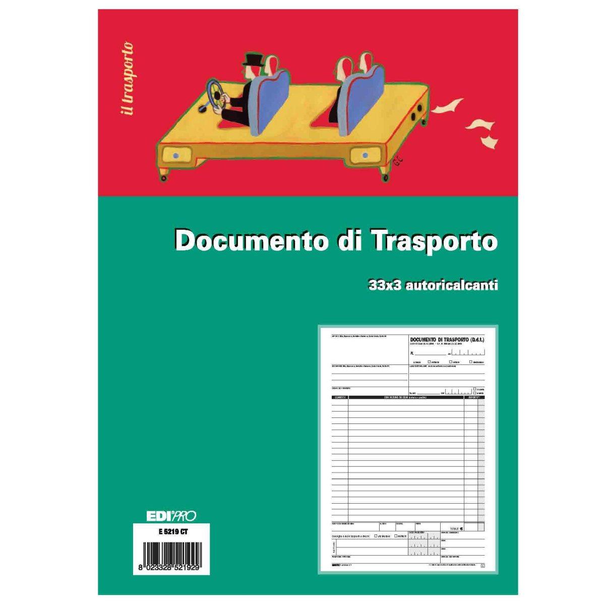 Edipro - blocco documento di trasporto 33 x 3 autoricalcante - formato 29.7 x 22 cm