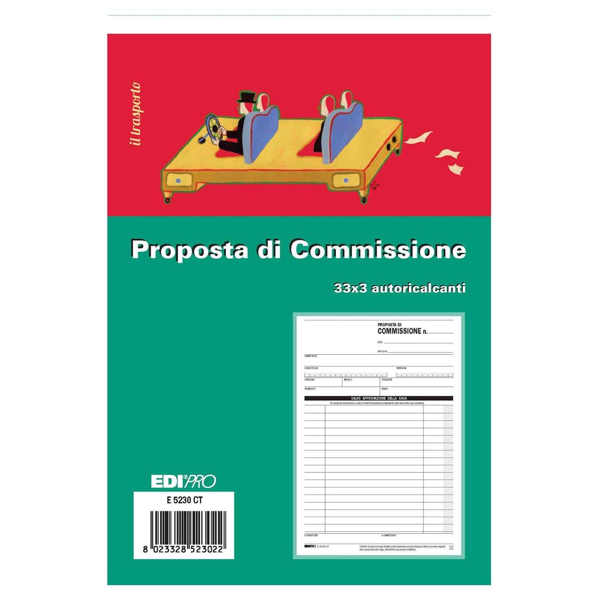 Edipro - blocco copia commissione 33 x 3 autoricalcante - formato 22 x 14,8 cm