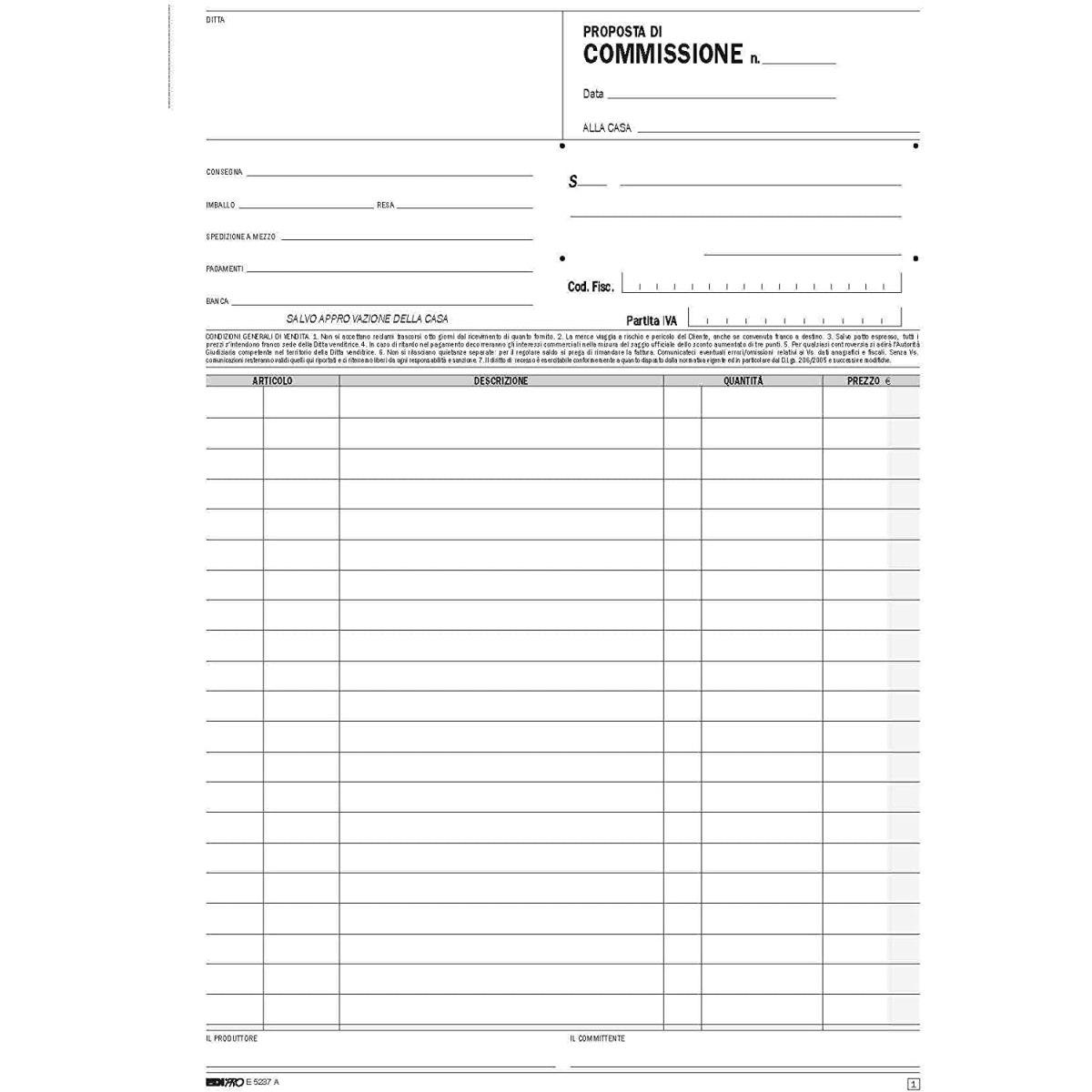 Edipro - blocco copia commissione 33 x 3 autoricalcante - formato 29,7 x 22 cm