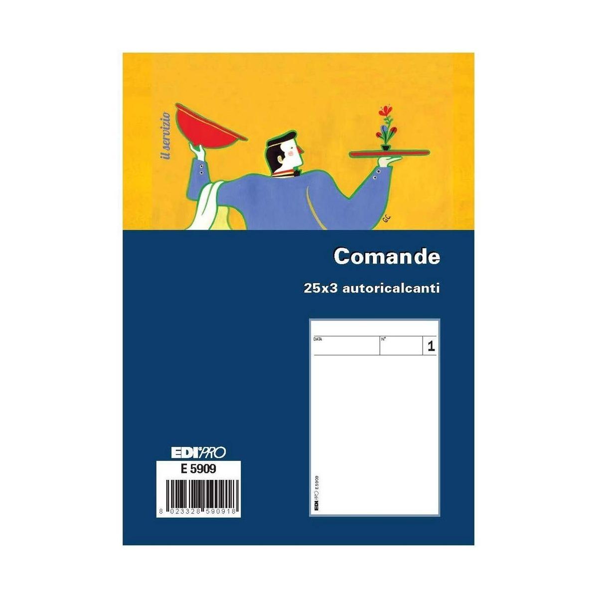 Edipro - blocco comande 25 x 3 autoricalcante - formato 10,5 x 7,5 cm