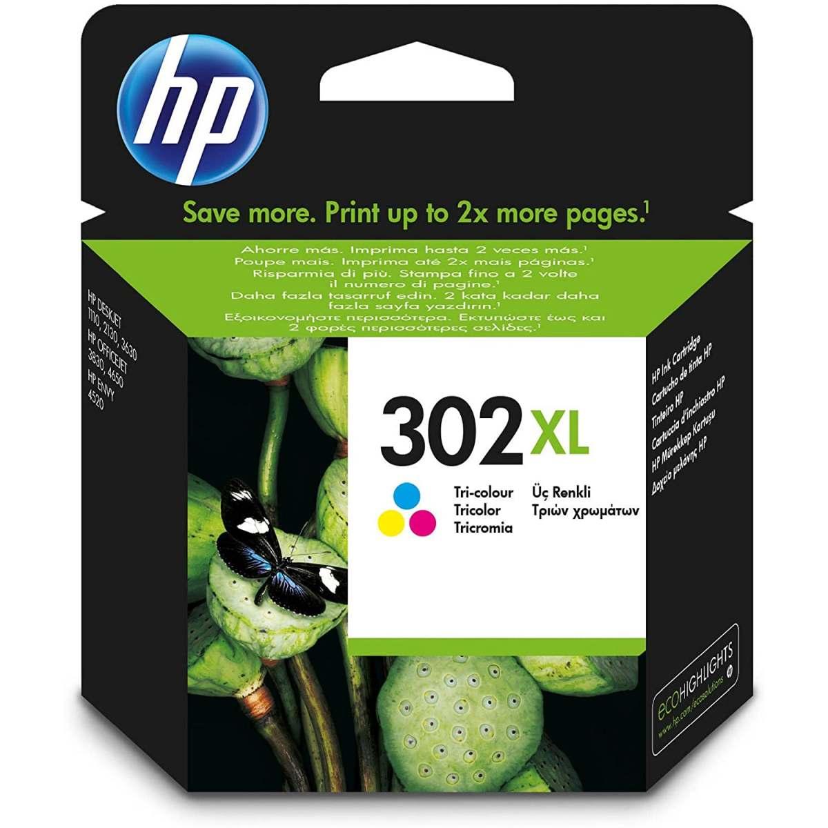 Hp 302 xl f6u67ae cartuccia originale per stampanti a getto di inchiostro, tricromia . (330pp)