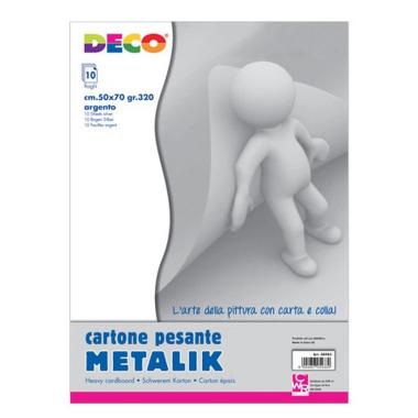 Cartone metalik argento da 320 gr/mq - formato 50 x 70 cm