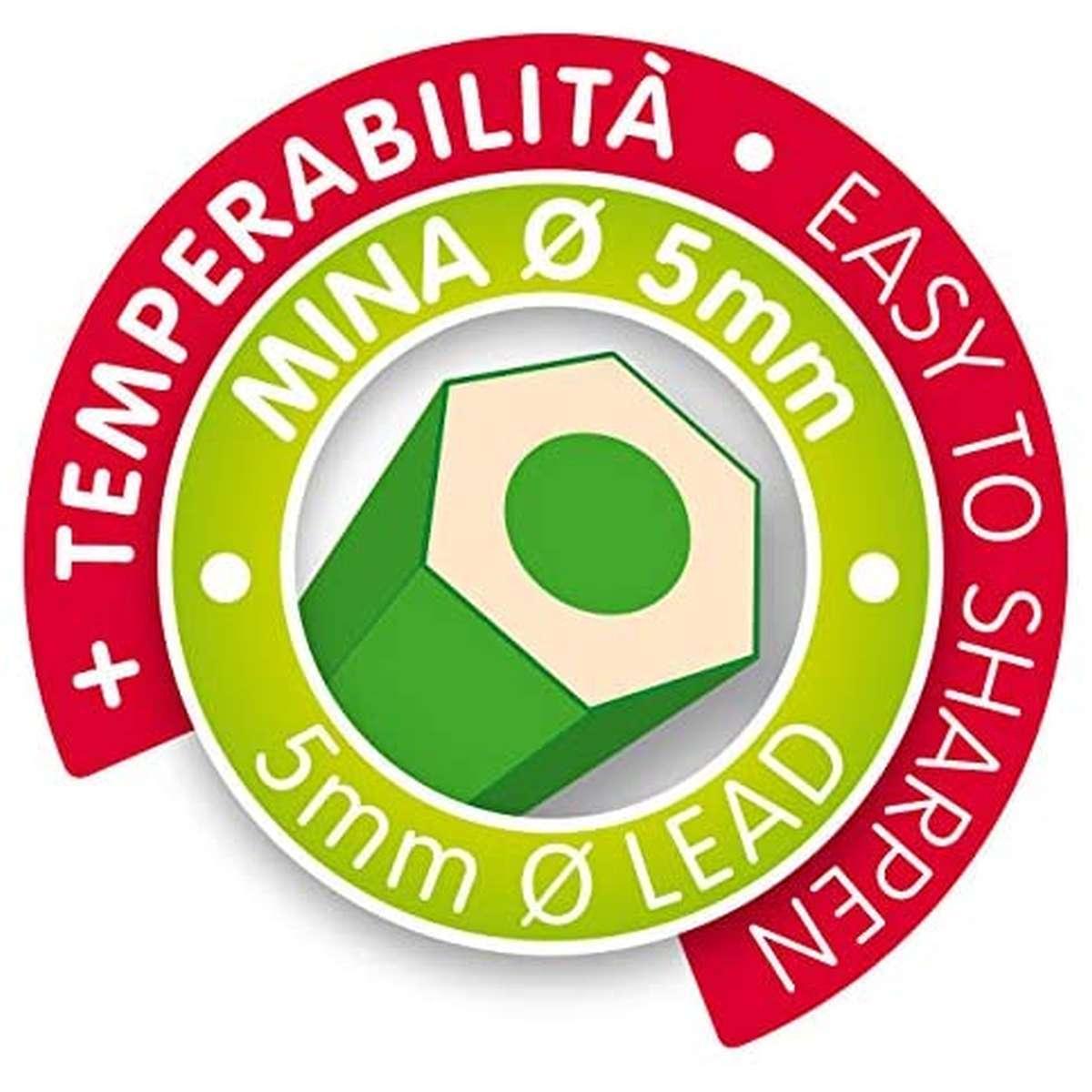 Fibracolor mati' max - pastelli in legno esagonale - punta grossa - confezione da 6 pz