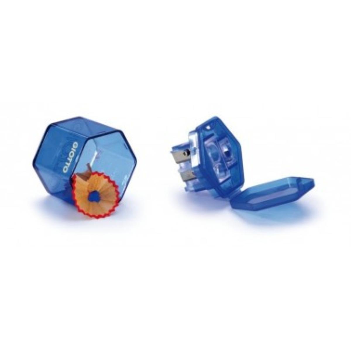 Giotto temperamatite universale con tre fori fino a Ø 8 mm con serbatoio