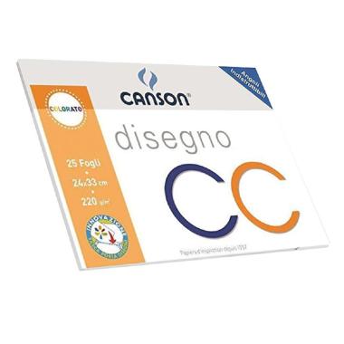 Canson - album disegno cc monoruvido colori assortiti (verde - rosso - giallo - nero - blu) - formato 24 x 33 cm - 25 fogli - carta 220gr - 4 angoli