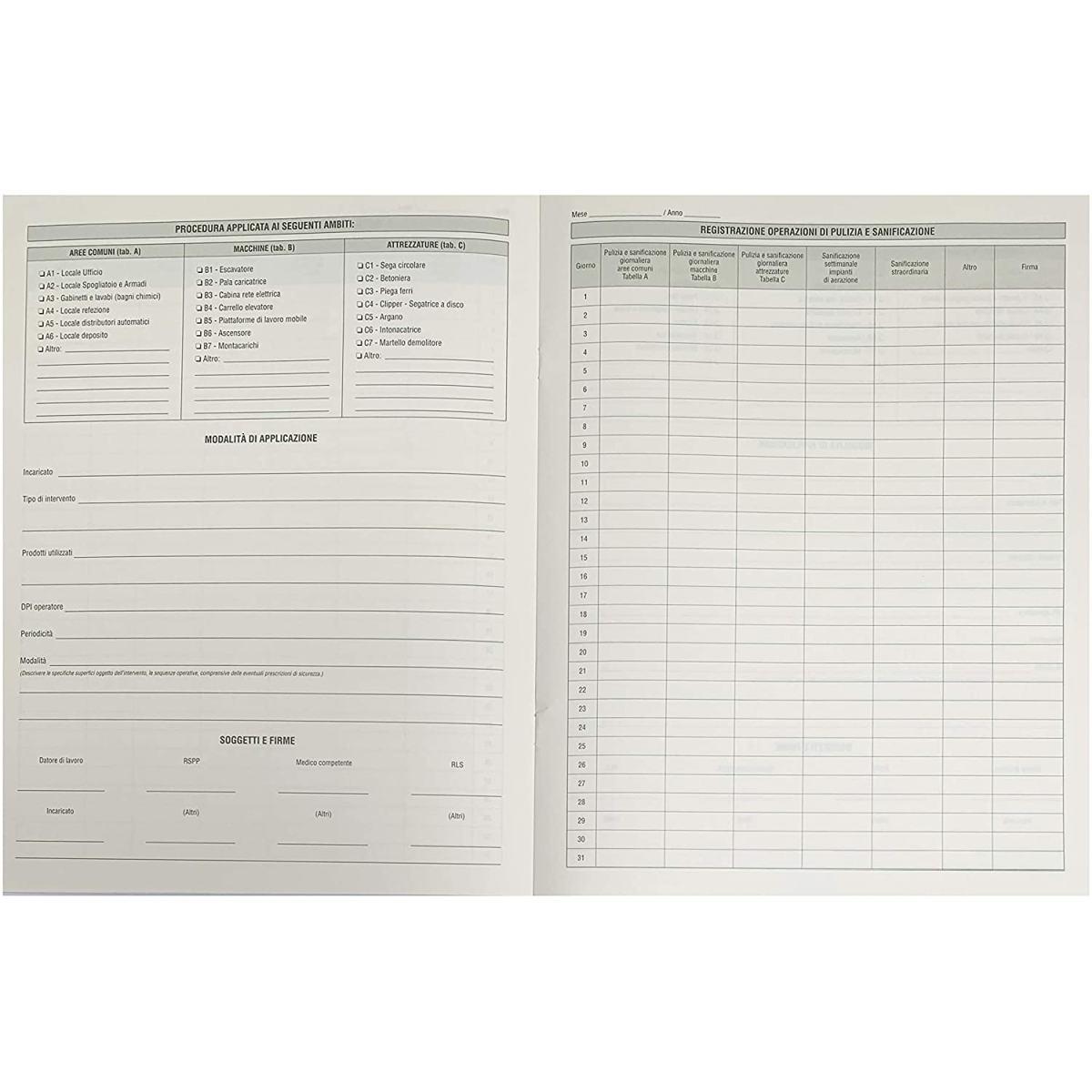 Edipro - registro di pulizia e sanificazione nel cantiere 32 pagine - formato 31 x 24,5 cm