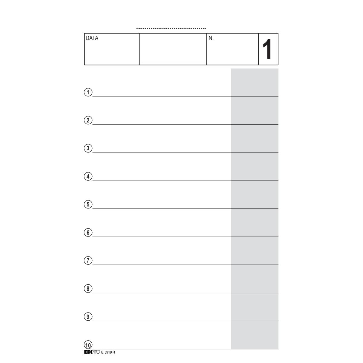 Edipro - blocco comande rigate 25 x 2 autoricalcante - formato 17 x 9,9 cm