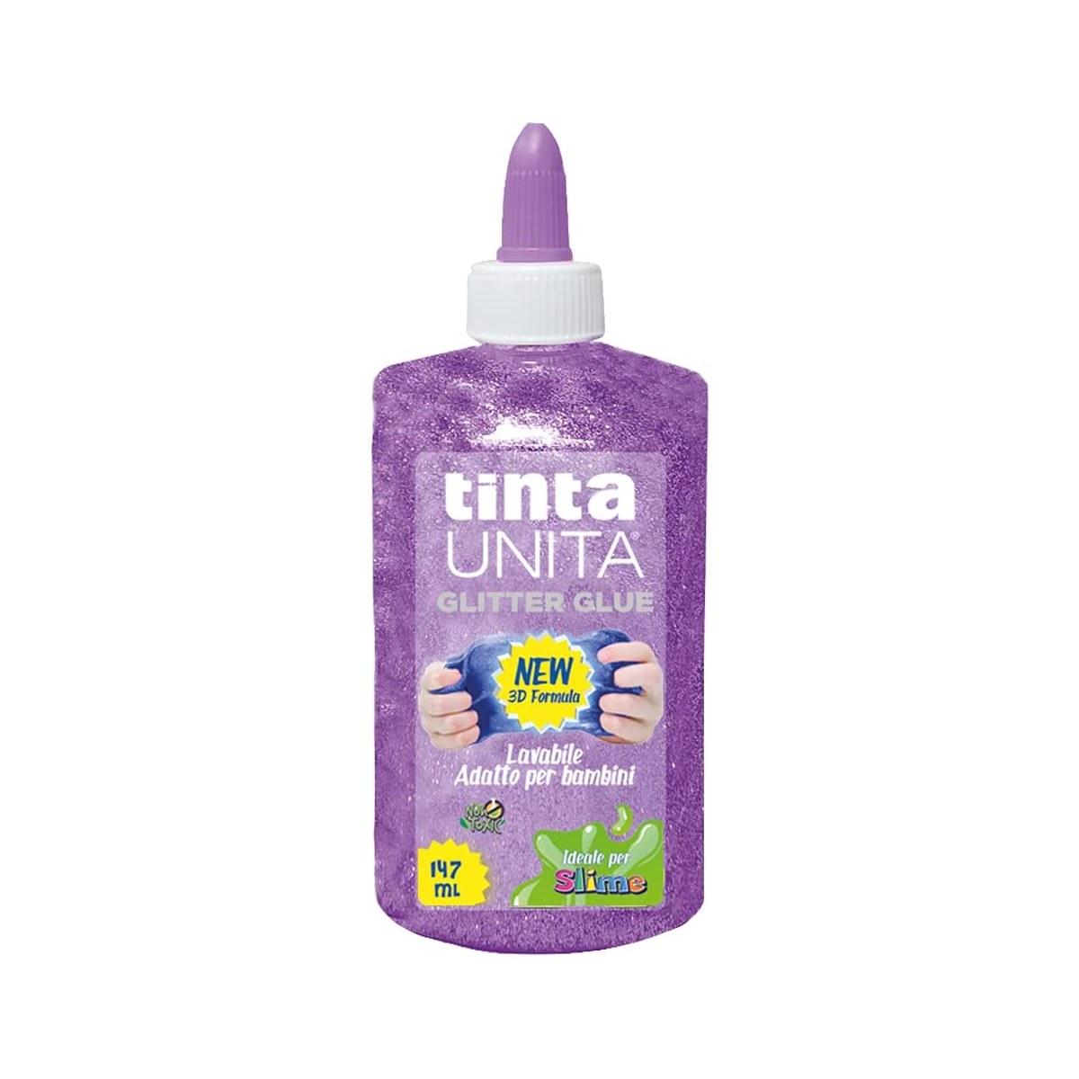 Tinta unita - glitter glue in flacone da 147 ml - ideale per slime -