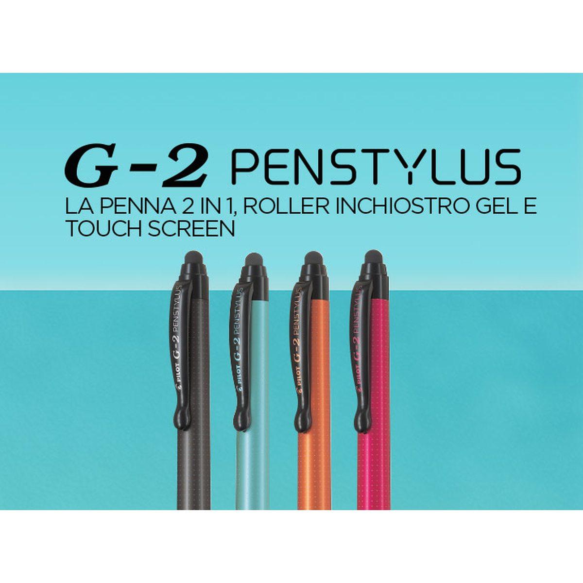 Pilot - g-2 penstylus penna roller gel con touch - black ink - punta media da 0,7 mm