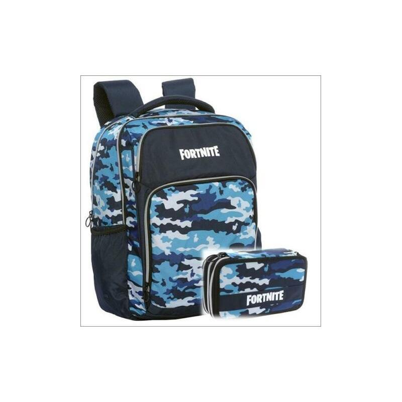 Promo scuola (schoolpack) fortinite camo zaino organizzato + astuccio 3 zip