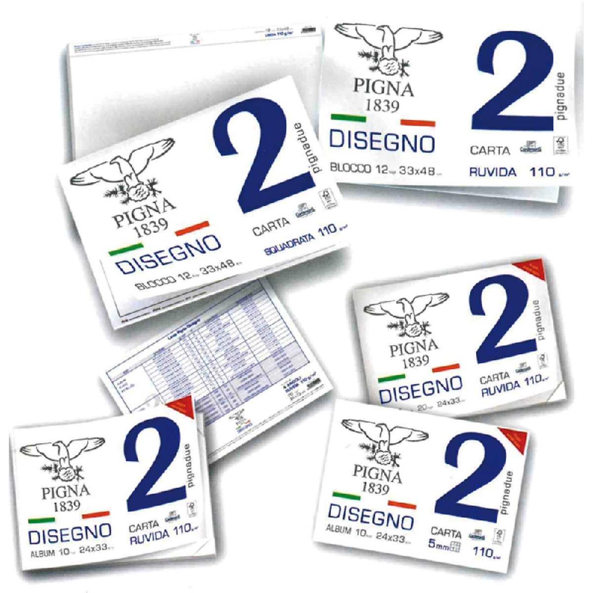 Pigna - album disegno pigna 2 - carta liscia - 12 fg - 110 gr - 33 x 48 cm