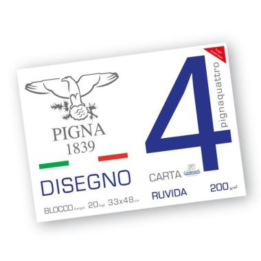 Pigna - blocco 4 angoli pignaquattro - carta ruvida 200 gr - 20 fogli - formato 33 x 48 cm