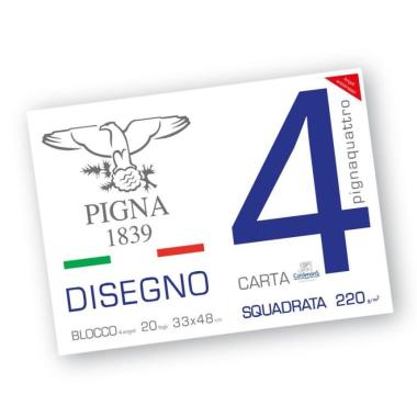 Pigna - album disegno 4 angoli - carta liscia riquadrata - 20 fg - 200 gr - 33 x 48 cm