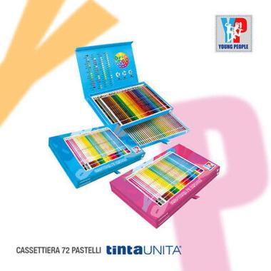 Young people - cassettiera 72 colori pastelli a matita tinta unita (36 classici + 36 pastello) - mina 4.0