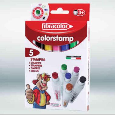 Fibracolor colorstamp - pennarello stampino superlavabile - disegni assortiti - scatola con 5 stampini