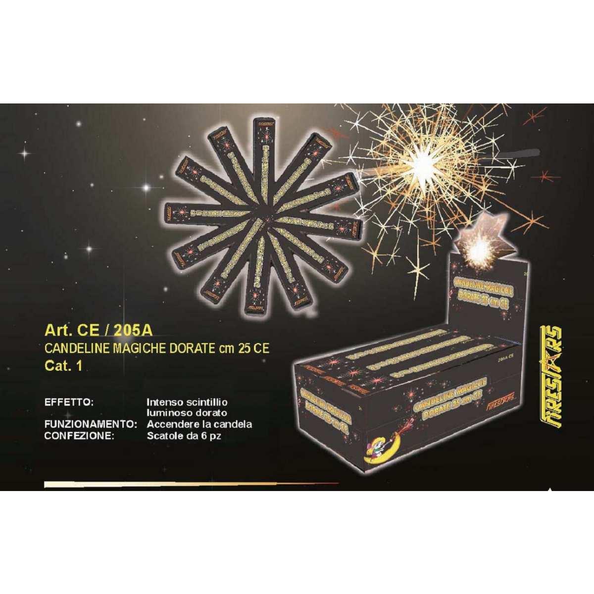 Candeline magiche dorate cm.25ce - confezione da 6 pz