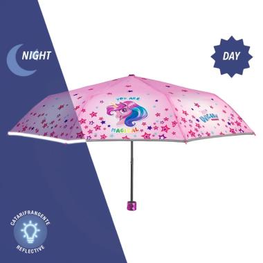 Ombrello unicorno rosa con stelle colorate