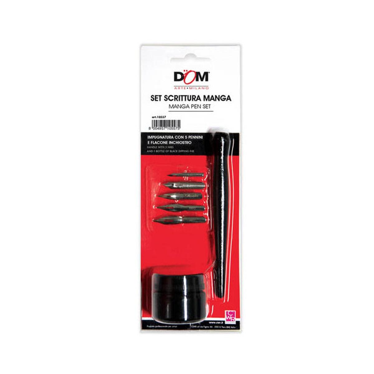 Dom - set scrittura manga - contiene 1 manico + 5 pennini + inchiostro