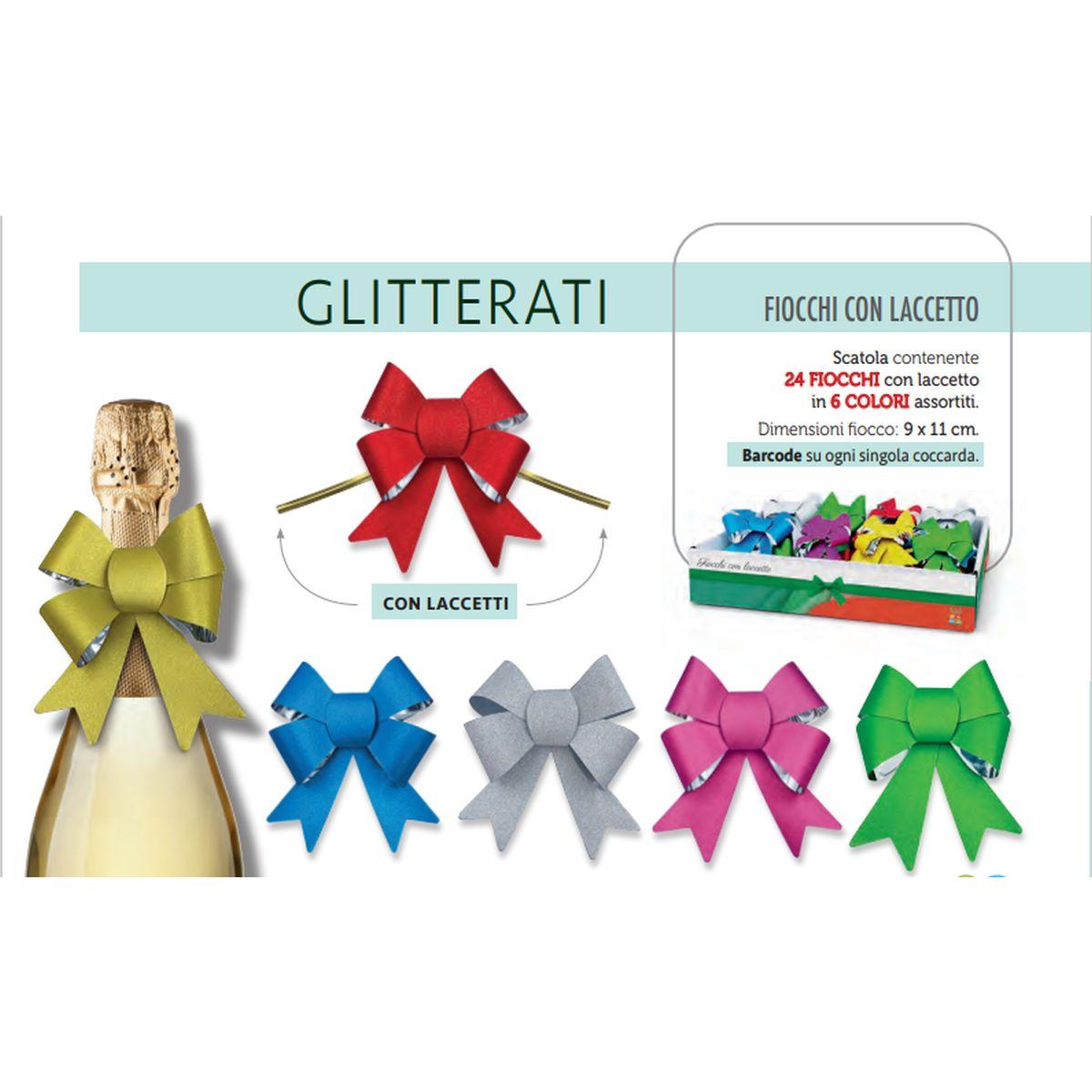 Lebez - fiocco glitterato con laccetto - formato 9 x 11 cm