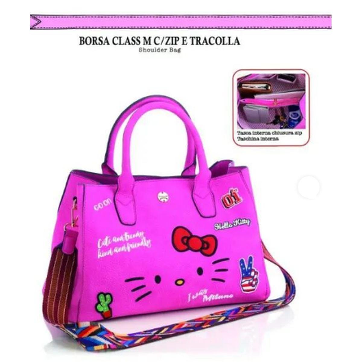 Hello kitty - borsa class m con zip e tracolla