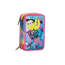 Sjgang Animali Fantasy Astuccio 3 Zip Con Kit Per La Scuola Candy