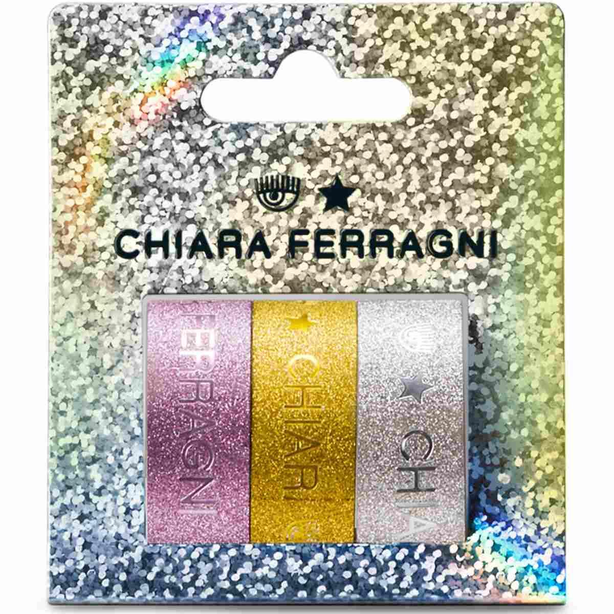 PIGNA - NASTRO ADESIVO GLITTERATO MM.15X4,5 MT. CHIARA FERRAGNI SET 3 PZ. PIGNA<br />