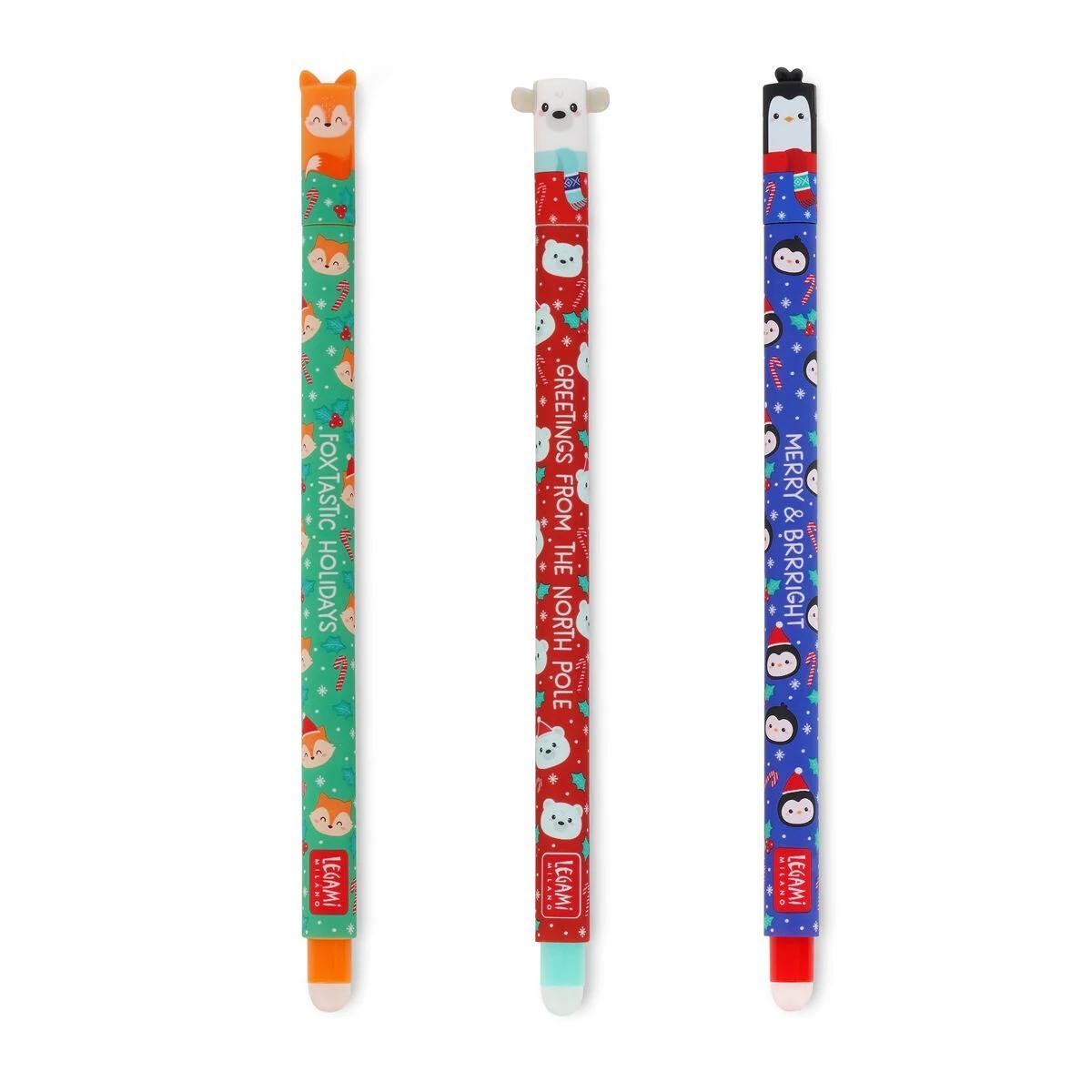 Legami - set of 3 erasable gel pens (fox + polar bear + penguin)