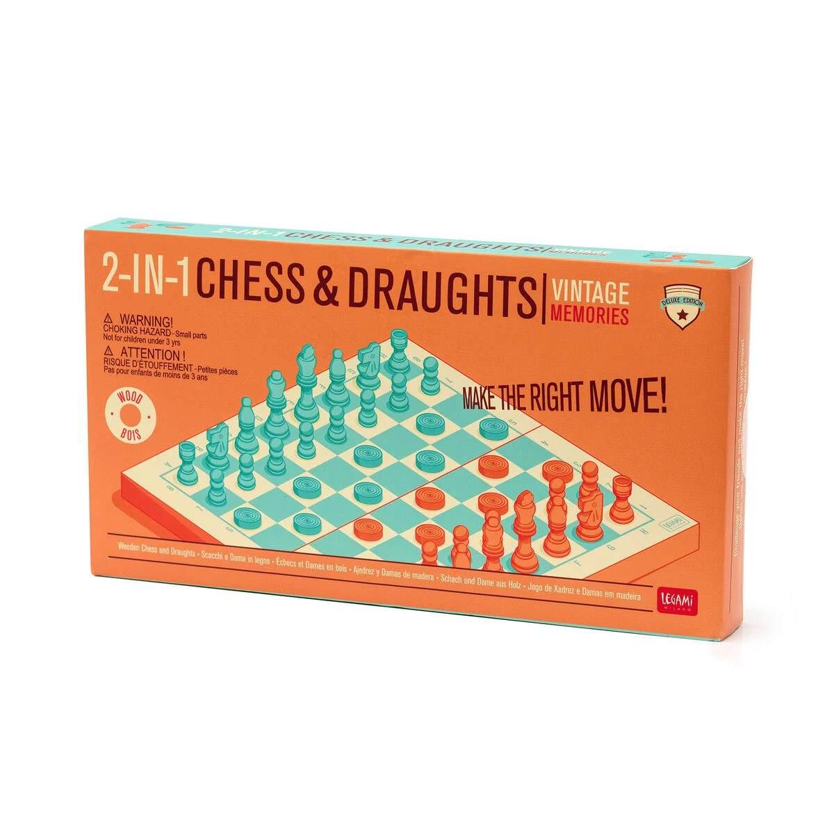 Legami wooden chess and deaughts - 2-in-1 scacchi e dama