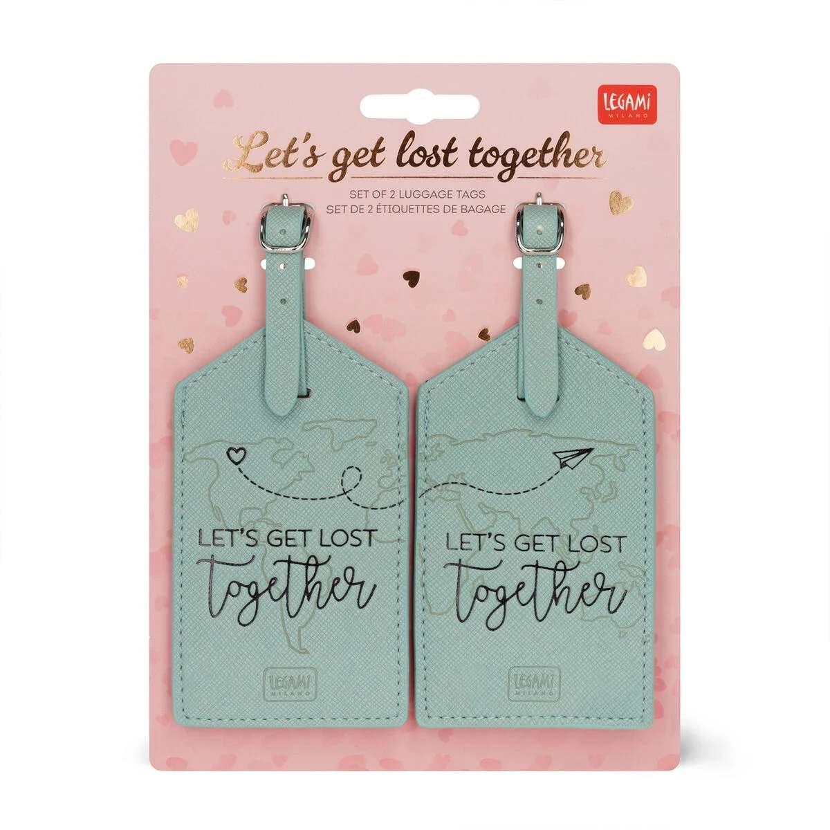 Legami - set of 2 luggage tags - let's get lost together