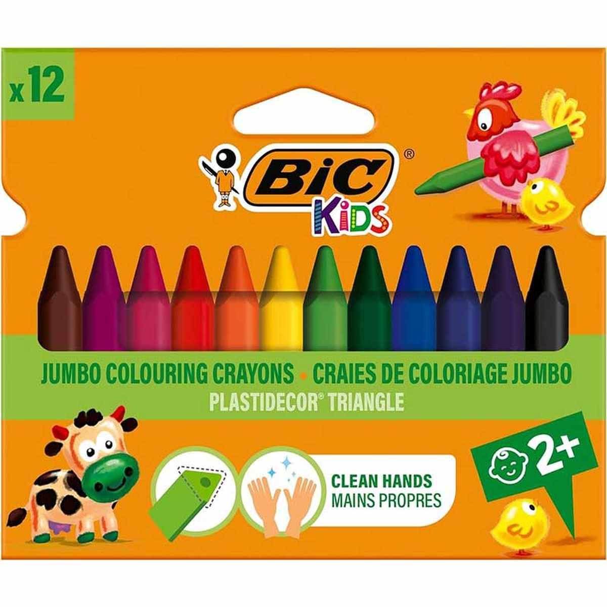 Bic kids plastidecor tiangle - pastelli a cera maxi - 12 pz