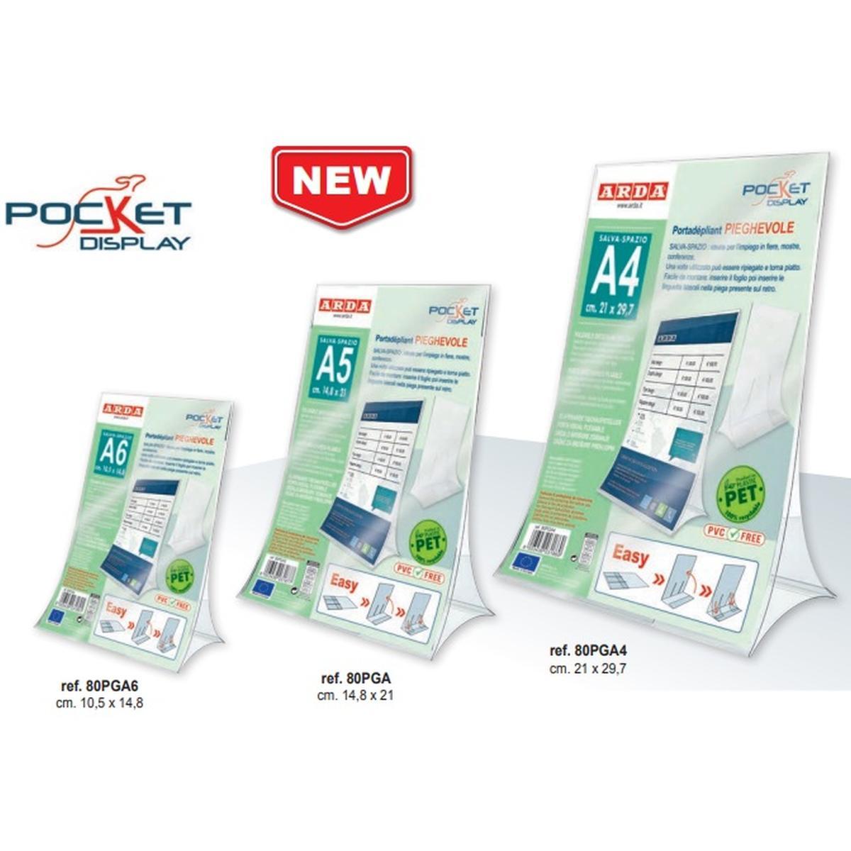 Arda - portadepliant pieghevole salvaspazio in pet - a4