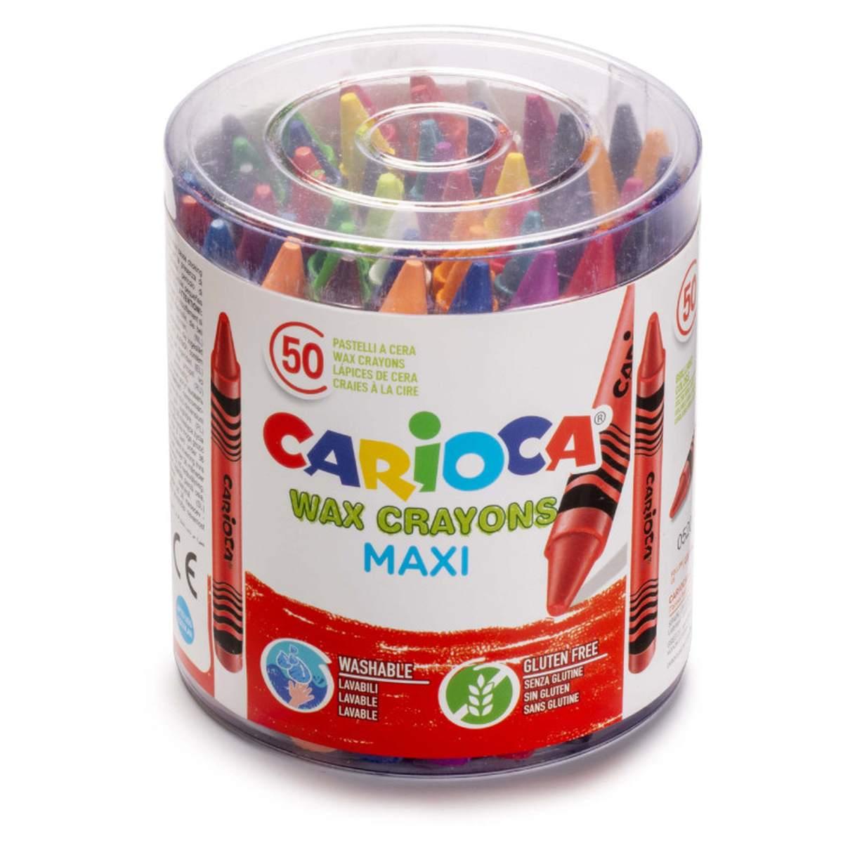 Carioca wax crayons maxi - pastelli a cera maxi - 50 pz
