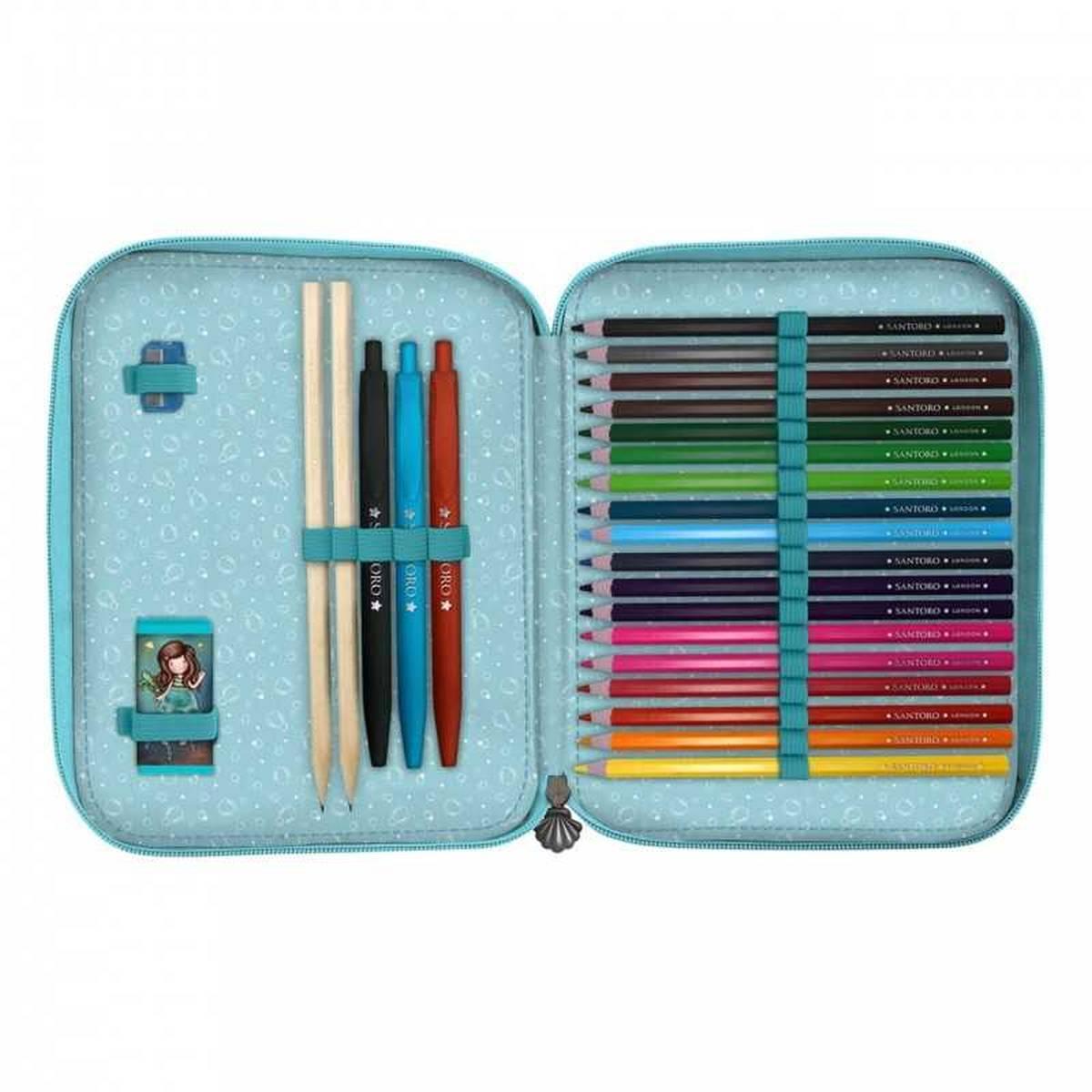Santoro  double filled pencil case - astuccio 2 zip gorjuss