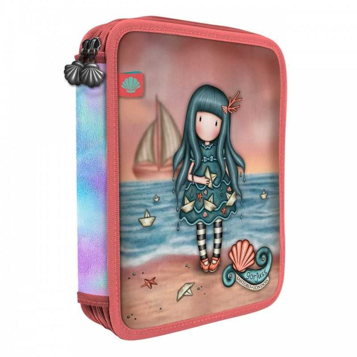 Santoro  double filled pencil case - astuccio 2 zip gorjuss