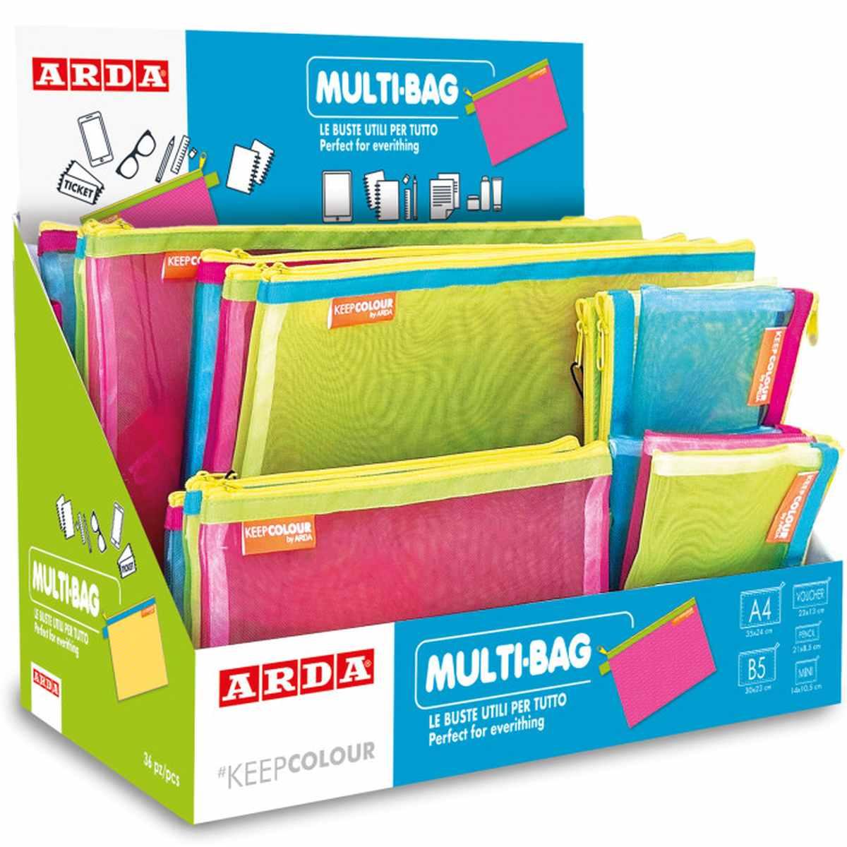 Arda - busta mini pvc in rete con chiusura zip - 14 x 10,5 cm
