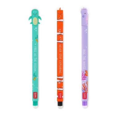 LEGAMI - SET DI 3 PENNE GEL CANCELLABILI UNDER THE SEA <br />SEA TURTLE - CLOWNFISH - SEAHORSE