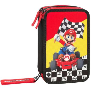 Astuccio 3 zip mario kart nero/rosso/giallo