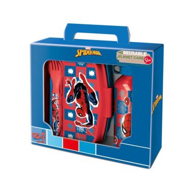 Spiderman gift box borraccia all.400 ml+portamerenda c/posate