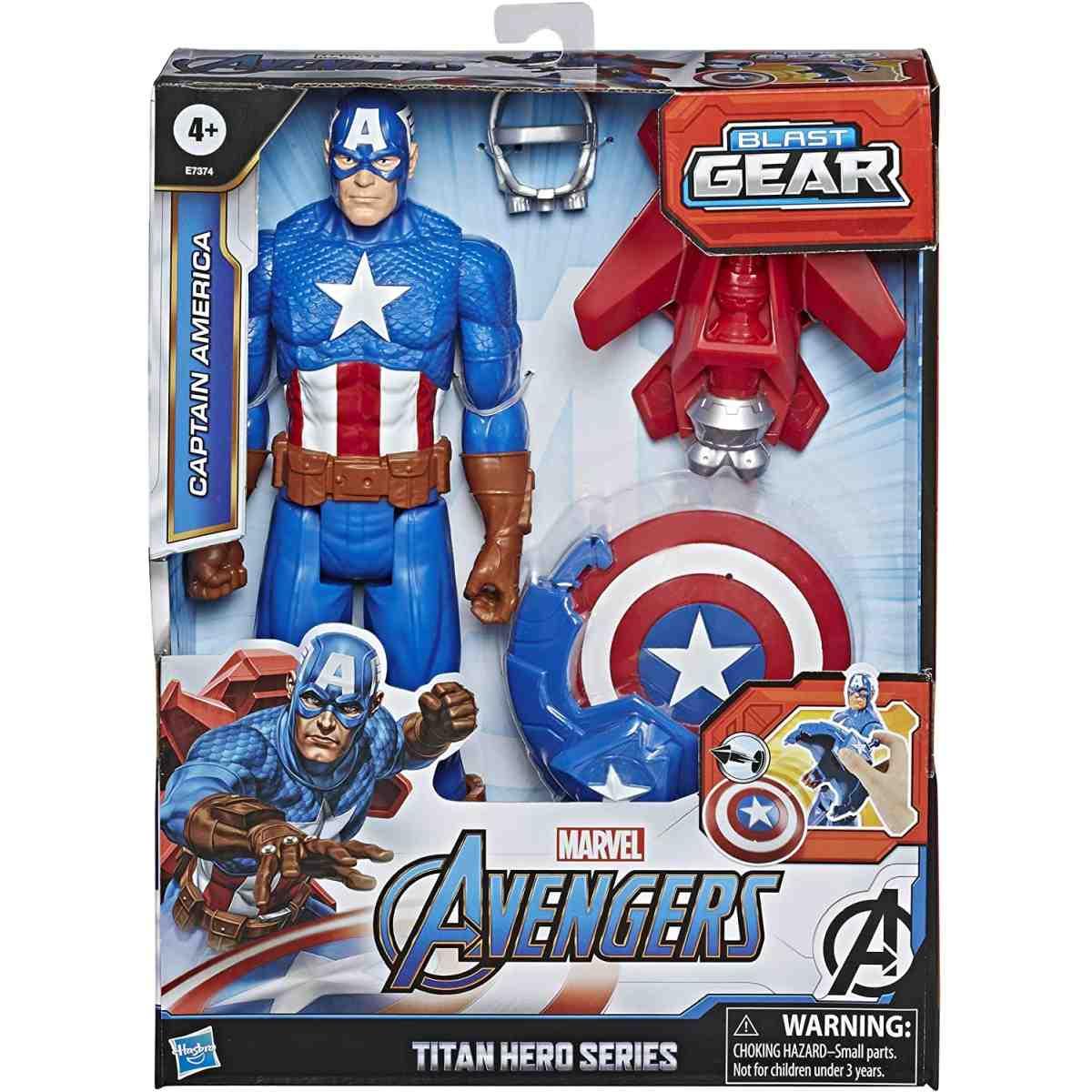 Personaggio 30cm + lancia scudo blast gear cap. america