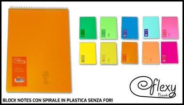 Flexy book block notes con spirale in plastica senza fori