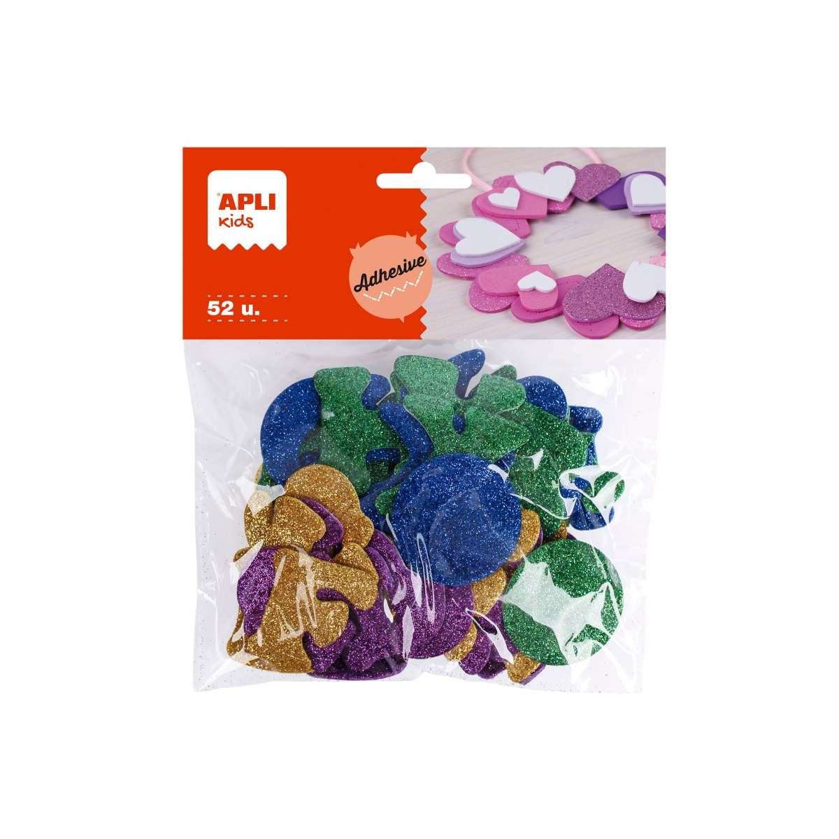 Apli - gomma eva glitter - lettere alfabeto - 52 pz